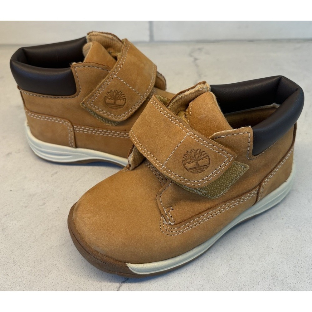 Timberland Timber Tykes Toddler Sz: 8 Boots Wheat Nubuck Leather Strap EUC 2587R